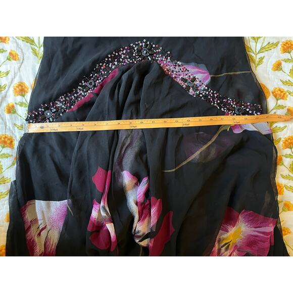 Midnight Velvet Halter Chiffon Beaded Midi Dress - Picture 9 of 12